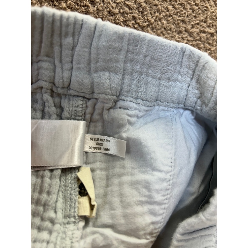 Madewell Light Blue Double Gauze Shorts Cotton Elastic Waist Pockets NA187 L - Picture 3 of 9